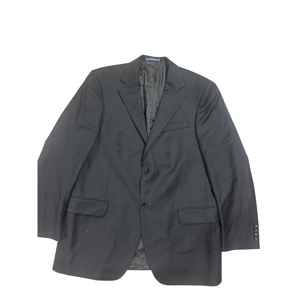 Dockers Mens Black Wool Blend 2 Button Blazer Sport Coat 42R Classic Fit